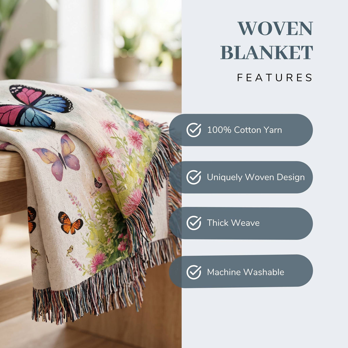 Butterfly Blooms Woven Blanket