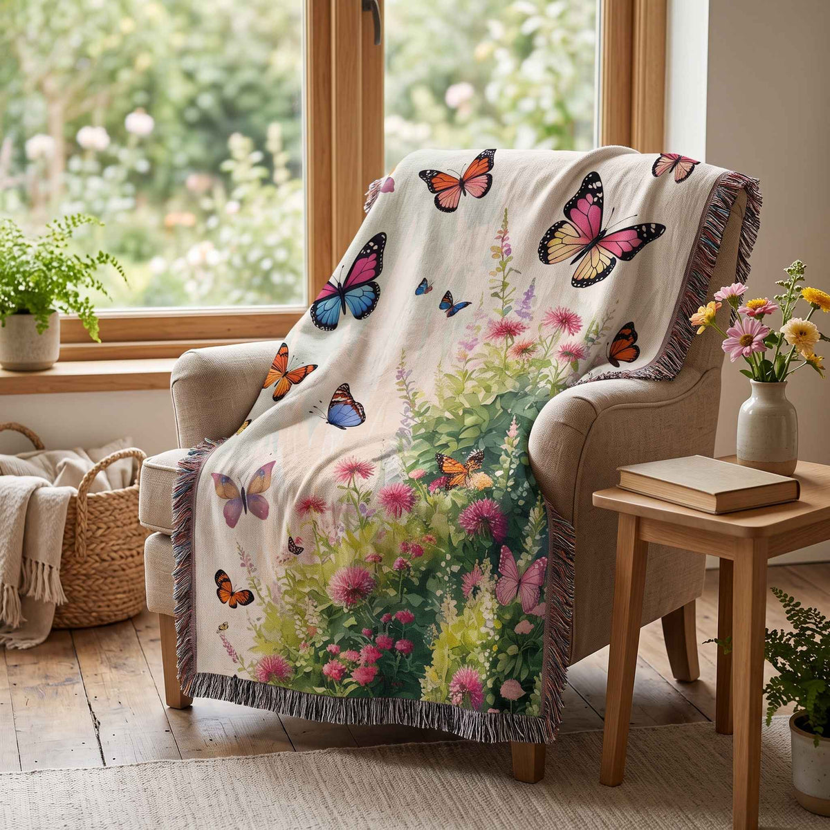 Butterfly Blooms Woven Blanket