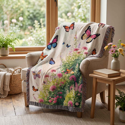Butterfly Blooms Woven Blanket
