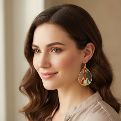 Christmas Nativity Theme Teardrop Earrings