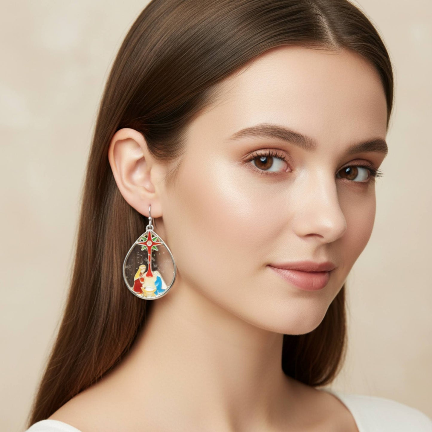 Christmas Nativity Theme Teardrop Earrings