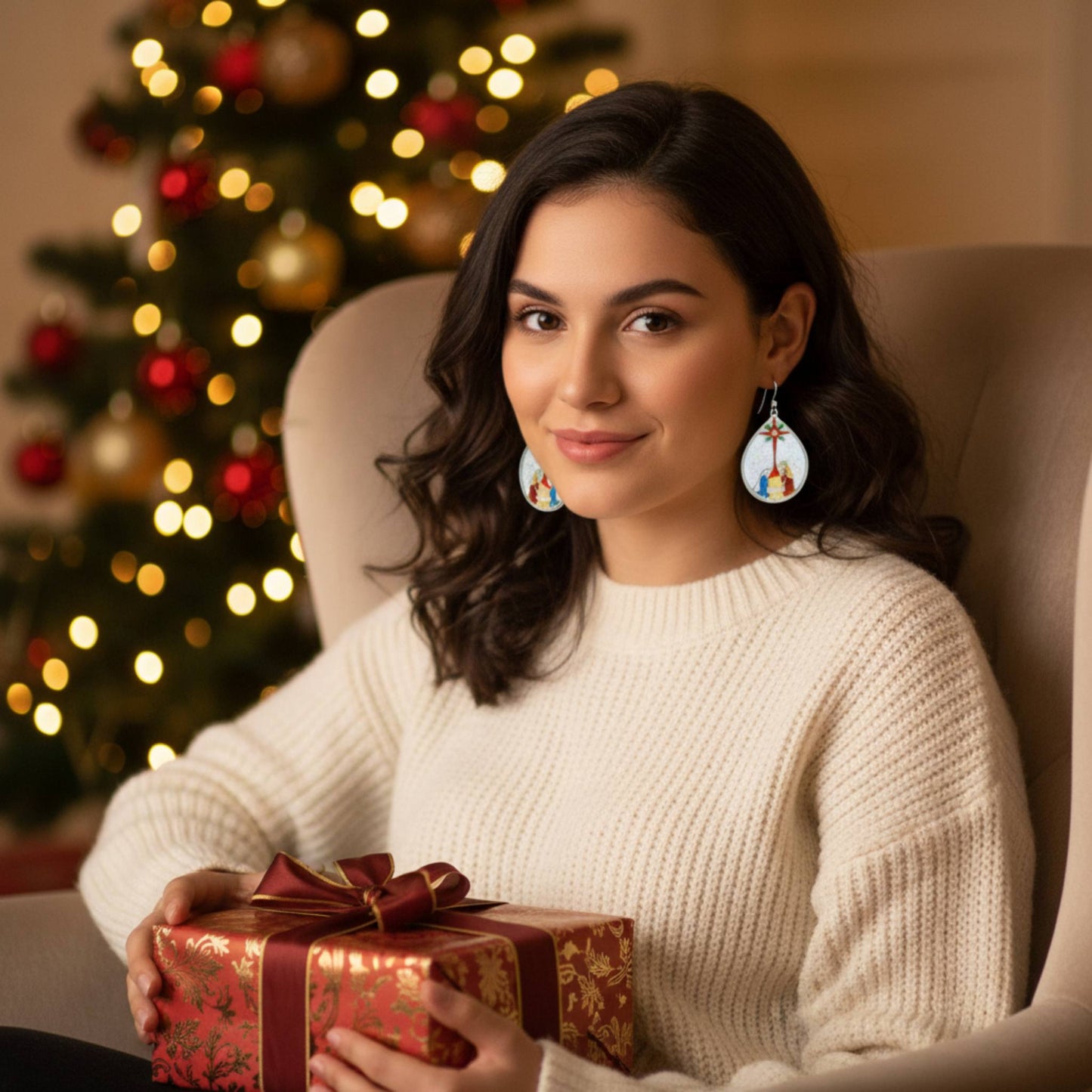 Christmas Nativity Theme Teardrop Earrings