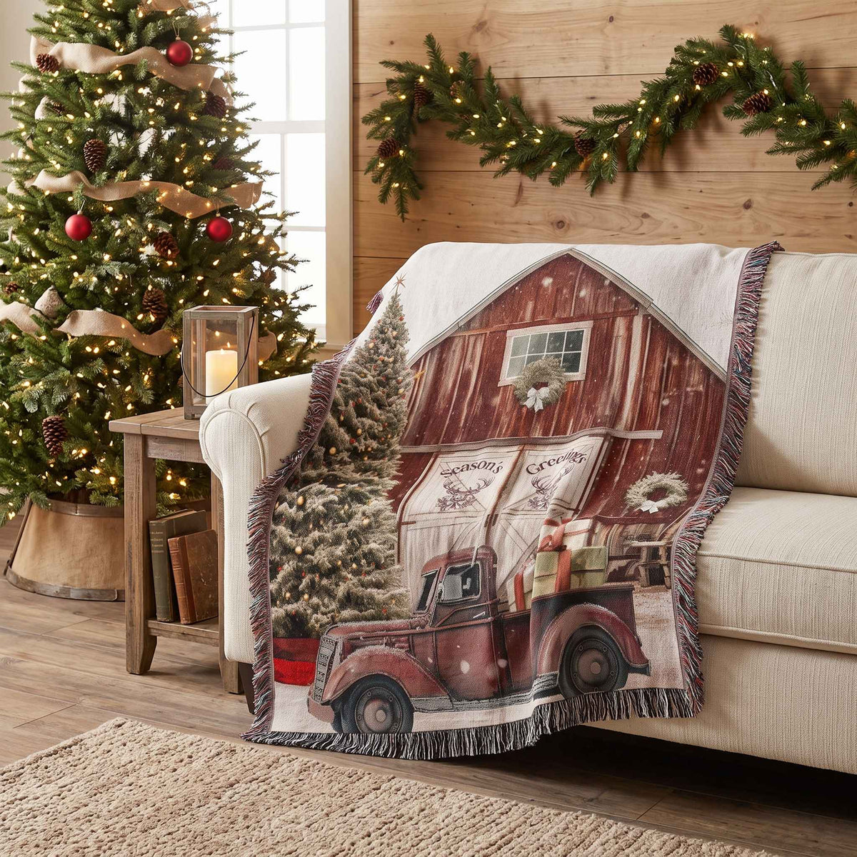 Christmas on the Farm Woven Blanket