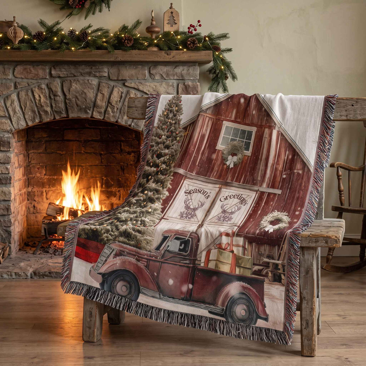 Christmas on the Farm Woven Blanket