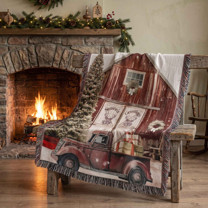 Christmas on the Farm Woven Blanket