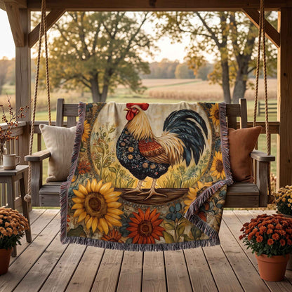Cluck and Bloom Woven Blanket