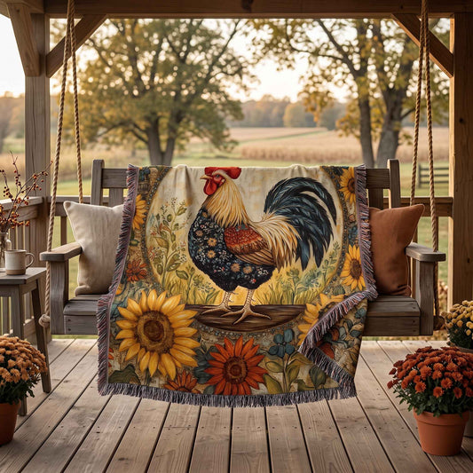 Cluck and Bloom Woven Blanket