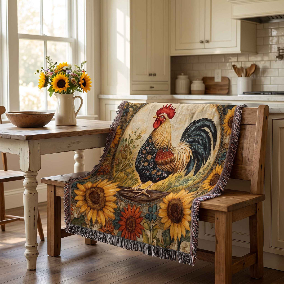 Cluck and Bloom Woven Blanket