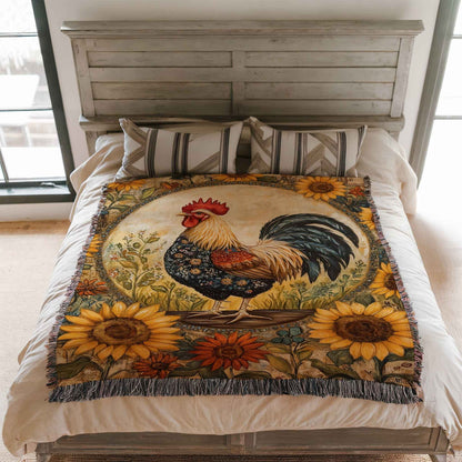 Cluck and Bloom Woven Blanket