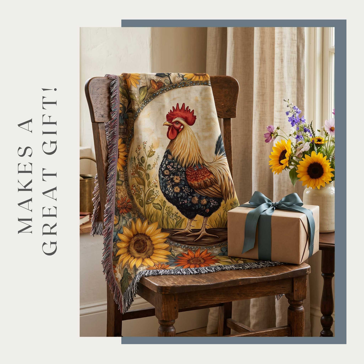 Cluck and Bloom Woven Blanket