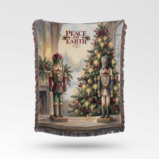 Festive Nutcracker Greetings Woven Blanket