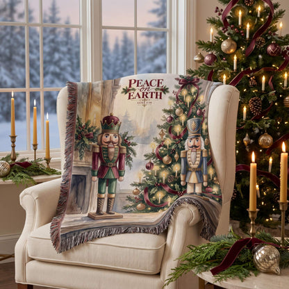 Festive Nutcracker Greetings Woven Blanket