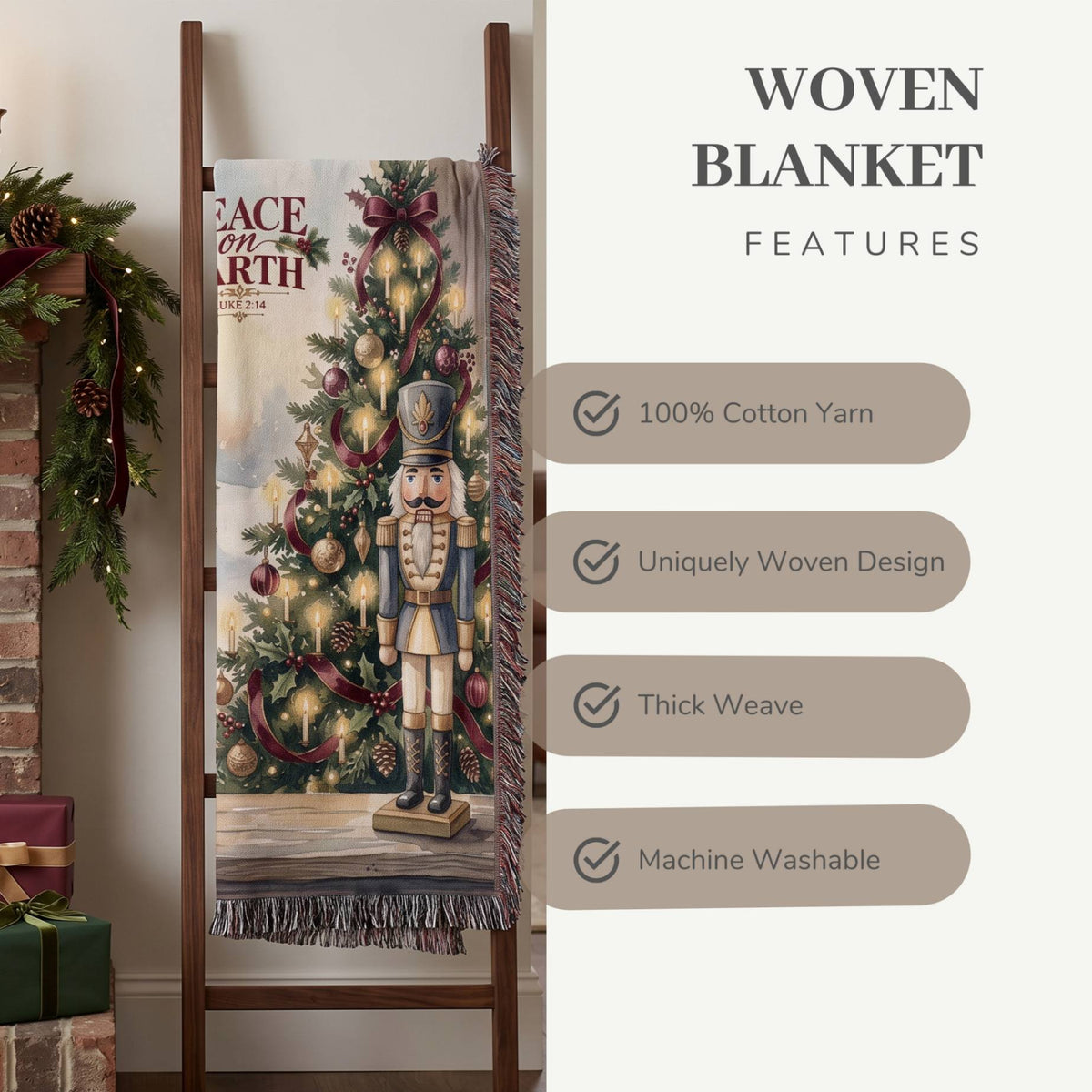 Festive Nutcracker Greetings Woven Blanket