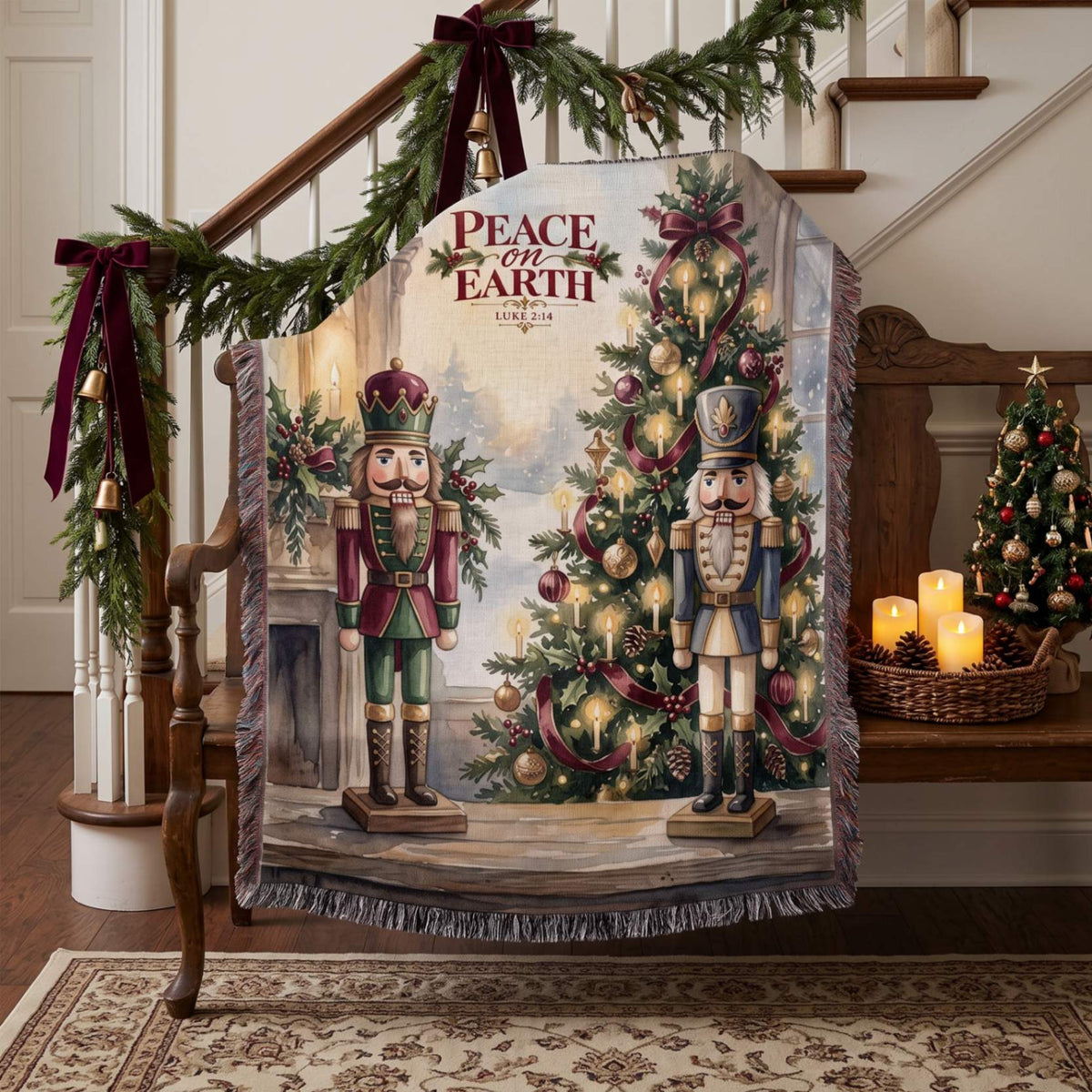 Festive Nutcracker Greetings Woven Blanket
