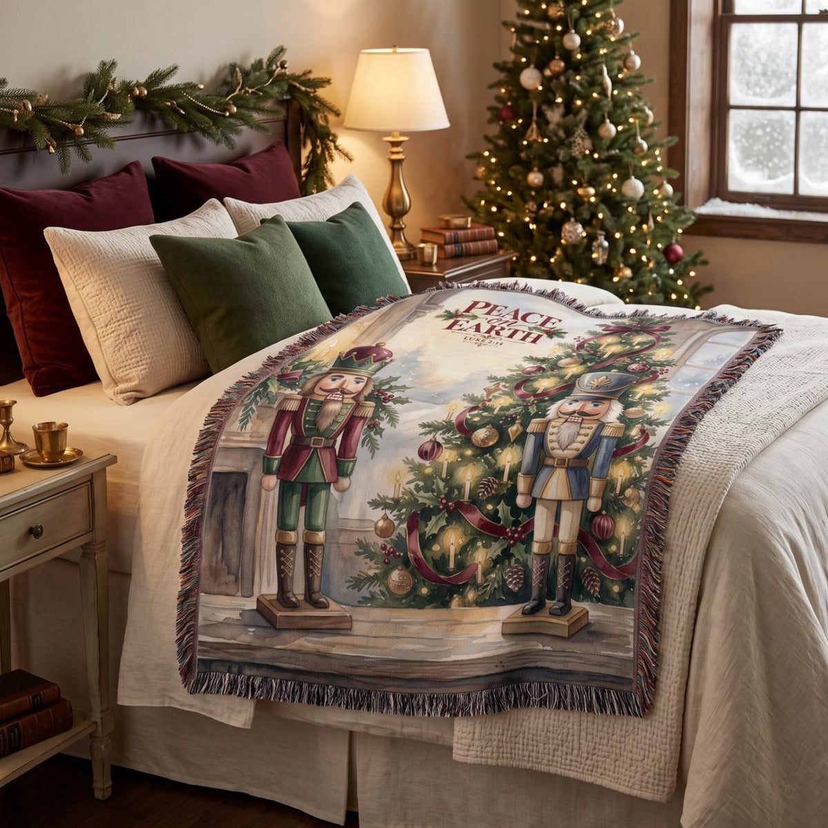 Festive Nutcracker Greetings Woven Blanket