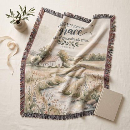 Grace Upon Grace Christian Woven Blanket
