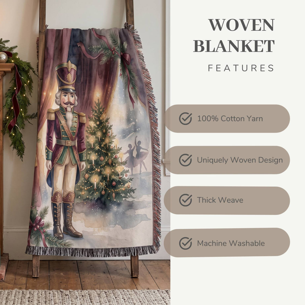 Holiday Nutcracker Cheer Woven Blanket