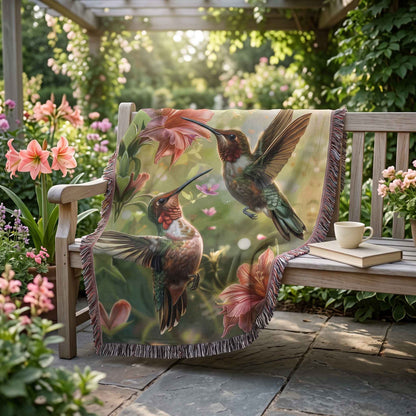 Hummingbird Harmony Woven Blanket