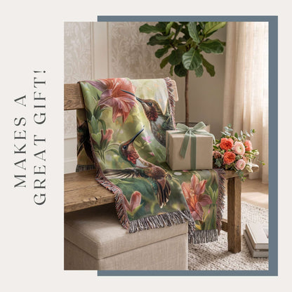Hummingbird Harmony Woven Blanket