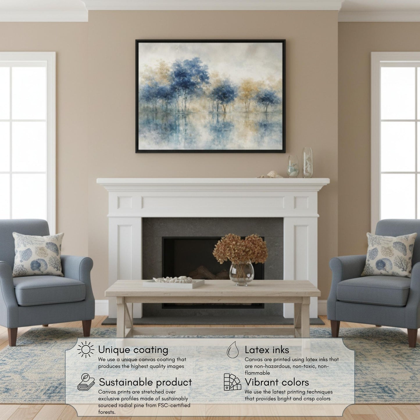 Hushed Reflections Matte Canvas, Framed (Multi-color)