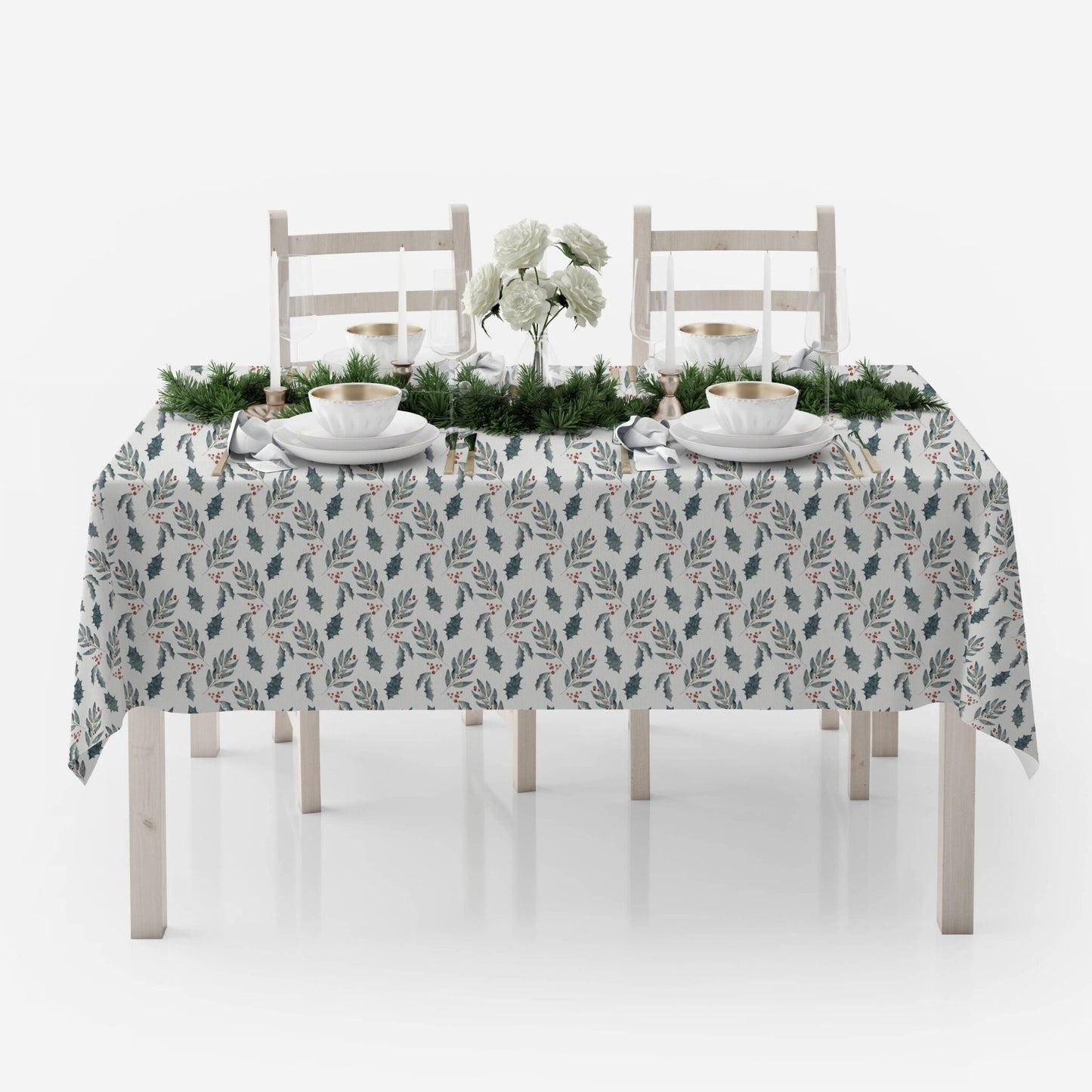 Leaves and Holly Tablecloth