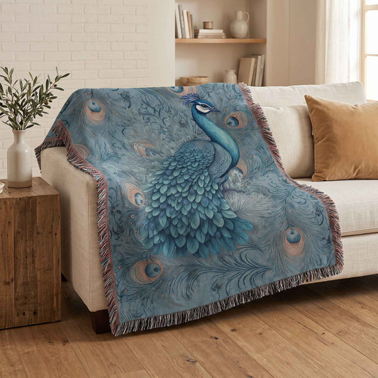 Peacock Dreams Woven Blanket