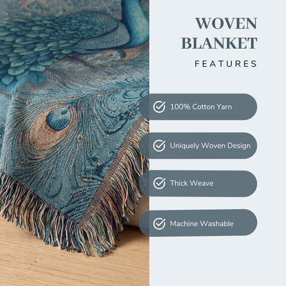 Peacock Dreams Woven Blanket