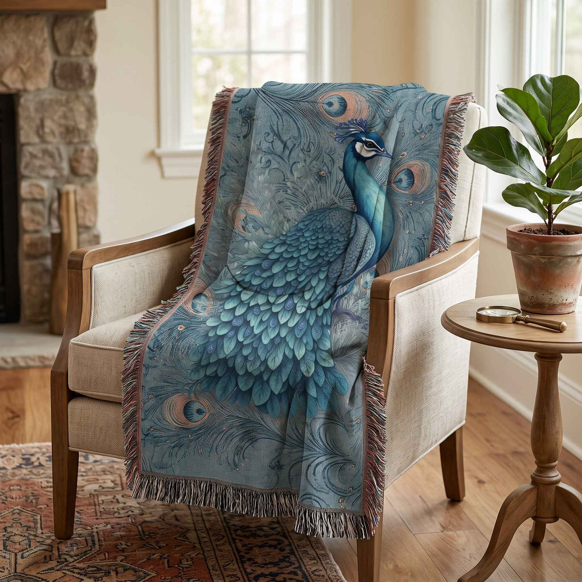 Peacock Dreams Woven Blanket