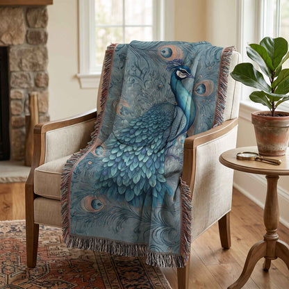 Peacock Dreams Woven Blanket
