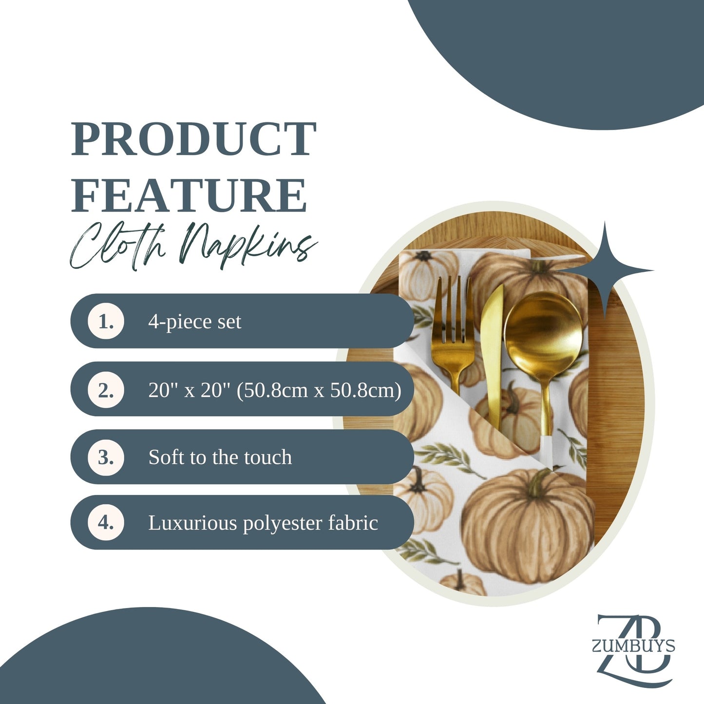 Pumpkin Bounty Cloth Napkin Set of 4