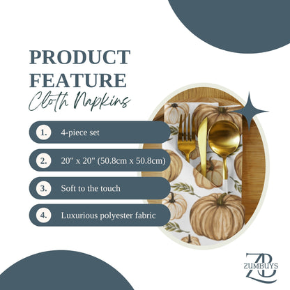 Pumpkin Bounty Cloth Napkin Set of 4