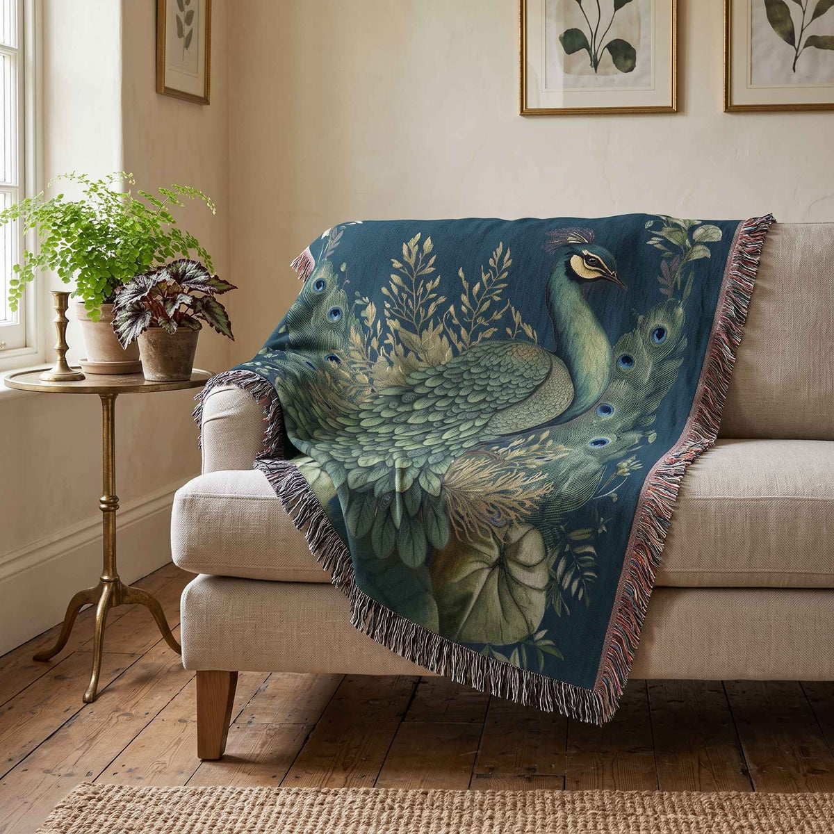 Regal Peacock Woven Blanket