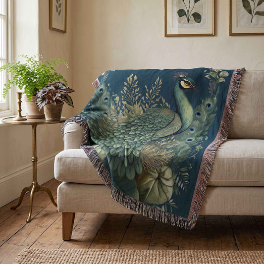 Regal Peacock Woven Blanket