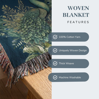 Regal Peacock Woven Blanket