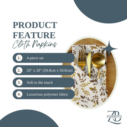 Rustic Leaves Cloth Napkin Set of 4