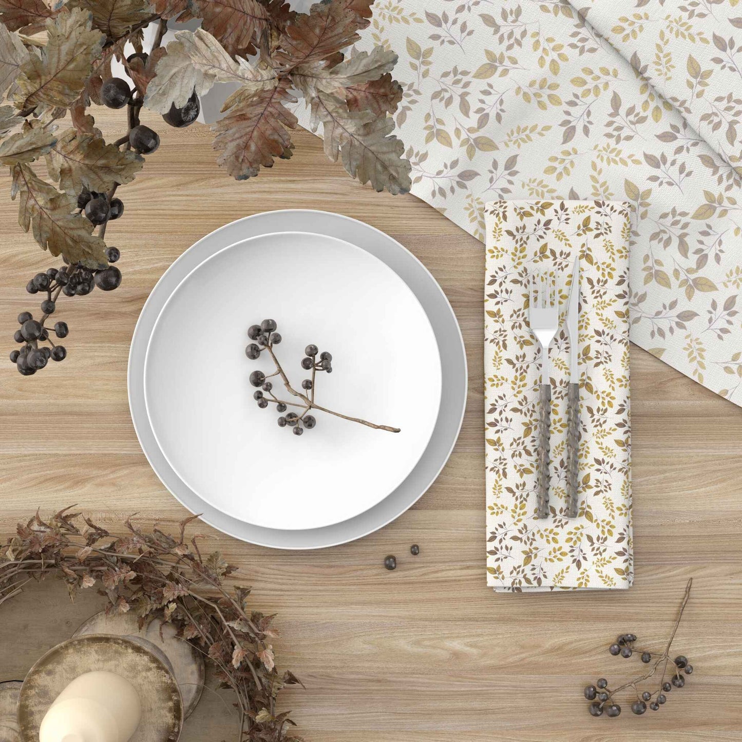 Rustic Leaves Cloth Napkin Set of 4