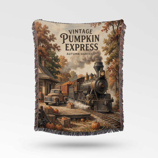 Vintage Pumpkin Express Woven Blanket