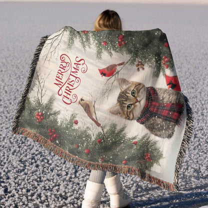 Yuletide Whiskers and Wings Woven Blanket