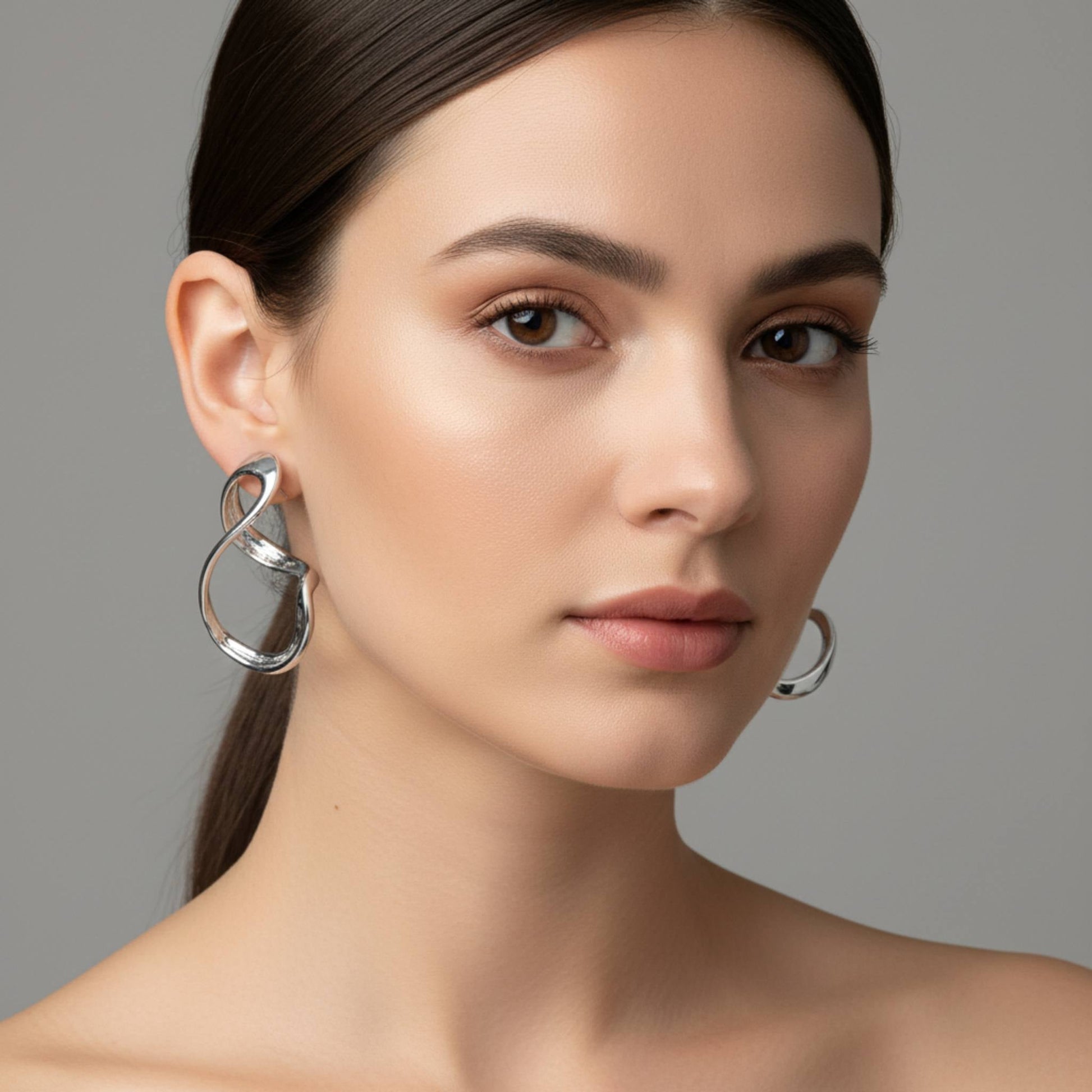 Abstract Shiny Bend Earrings - ZumBuys