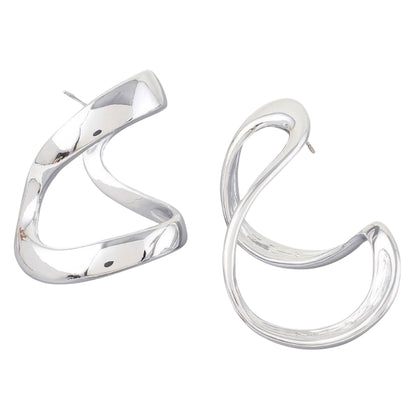 Abstract Shiny Bend Earrings - ZumBuys