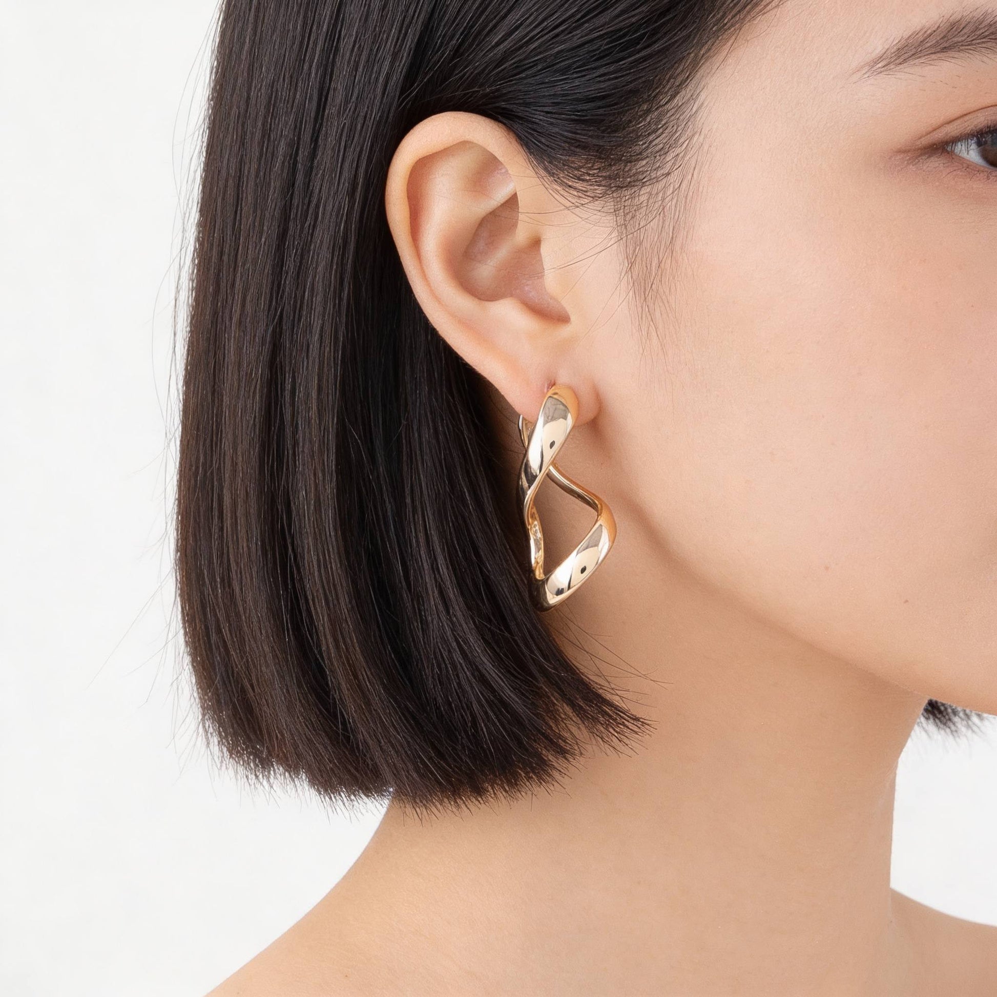 Abstract Shiny Bend Earrings - ZumBuys