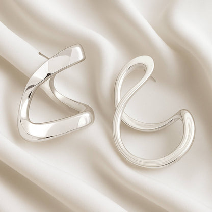 Abstract Shiny Bend Earrings - ZumBuys