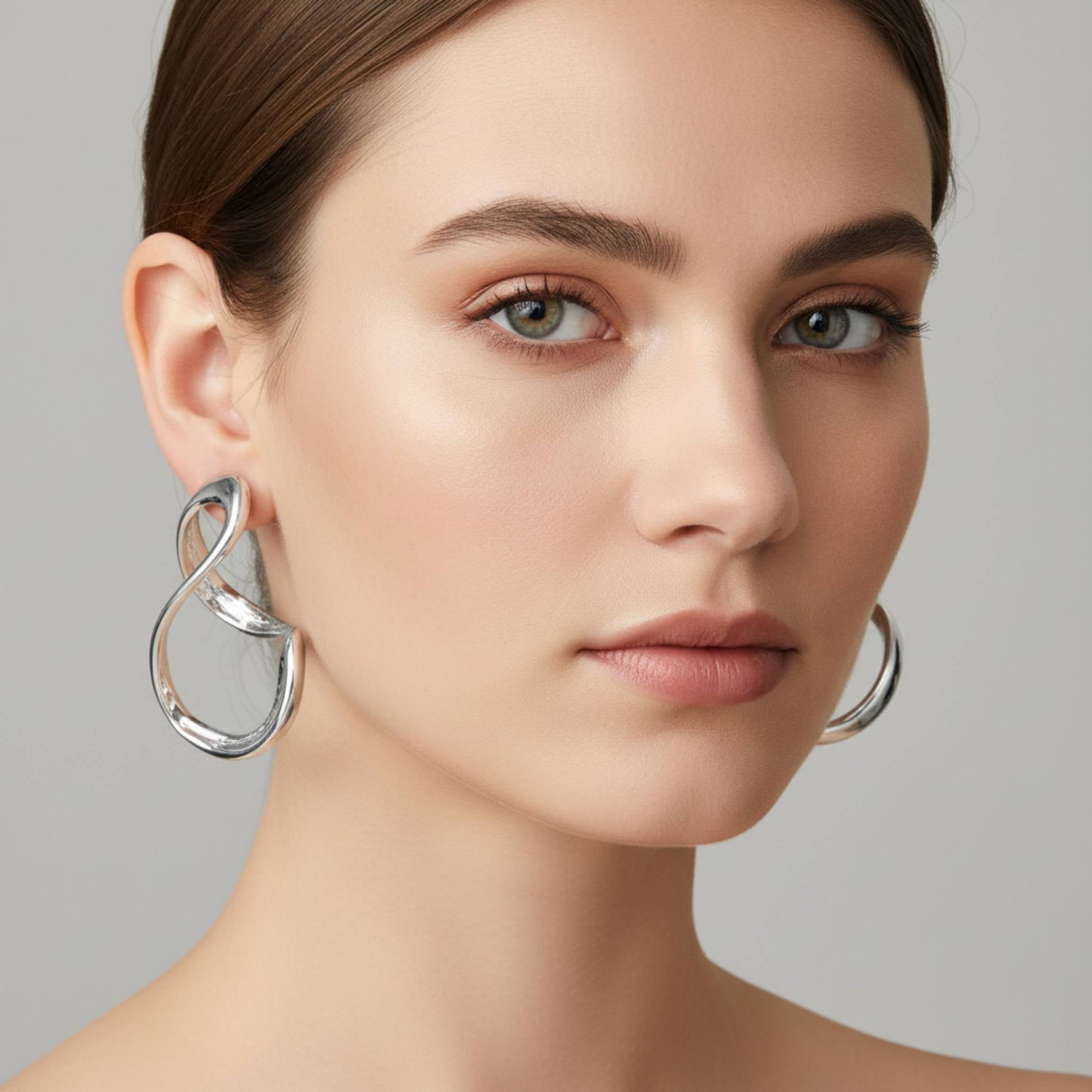 Abstract Shiny Bend Earrings - ZumBuys