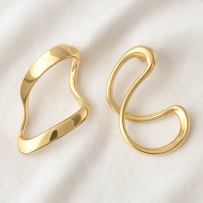 Abstract Shiny Bend Earrings - ZumBuys