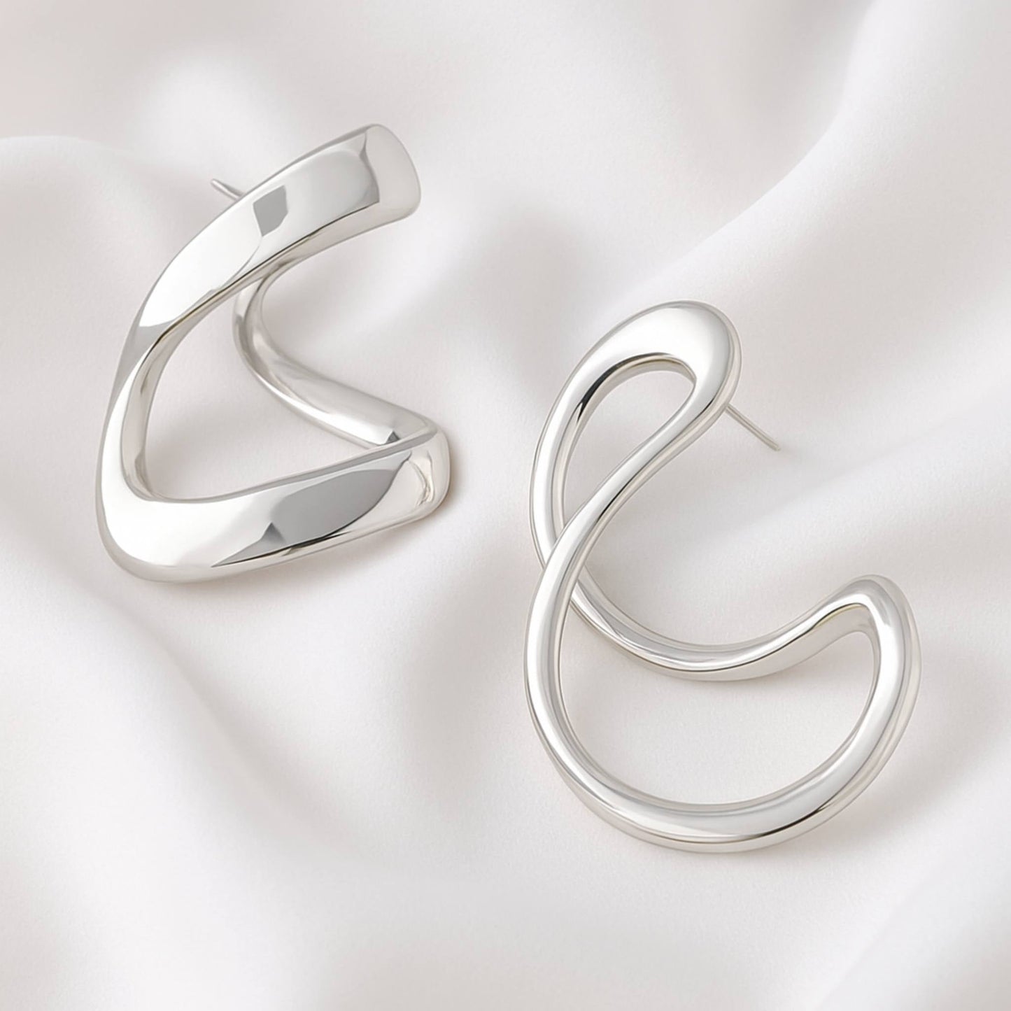 Abstract Shiny Bend Earrings - ZumBuys