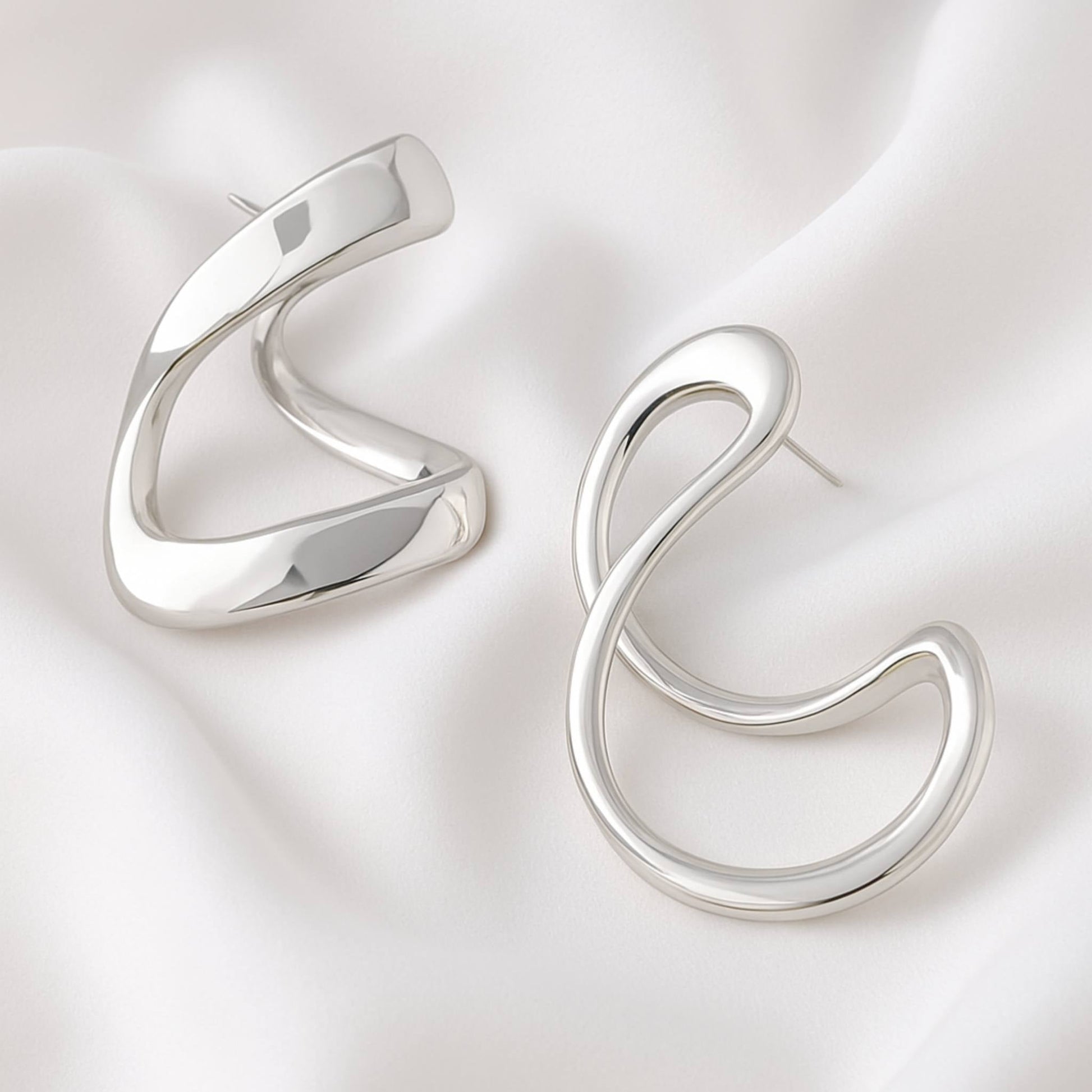 Abstract Shiny Bend Earrings - ZumBuys