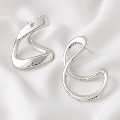 Abstract Shiny Bend Earrings - ZumBuys