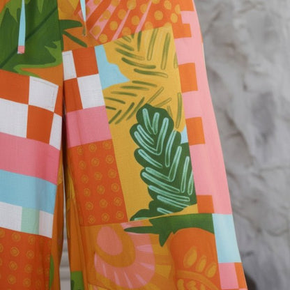 Allover Print Drawstring Wide Leg Pants with Pockets - ZumBuys