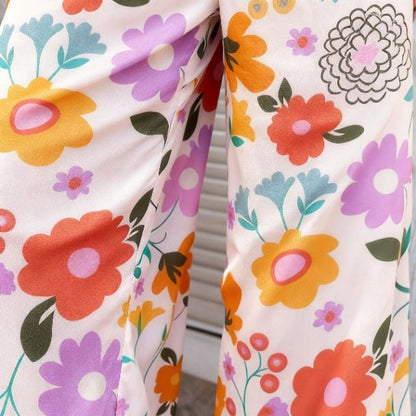 Allover Print Drawstring Wide Leg Pants with Pockets - ZumBuys