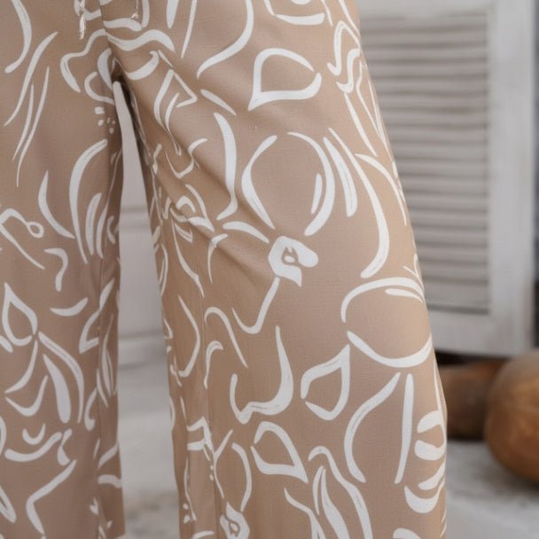 Allover Print Drawstring Wide Leg Pants with Pockets - ZumBuys